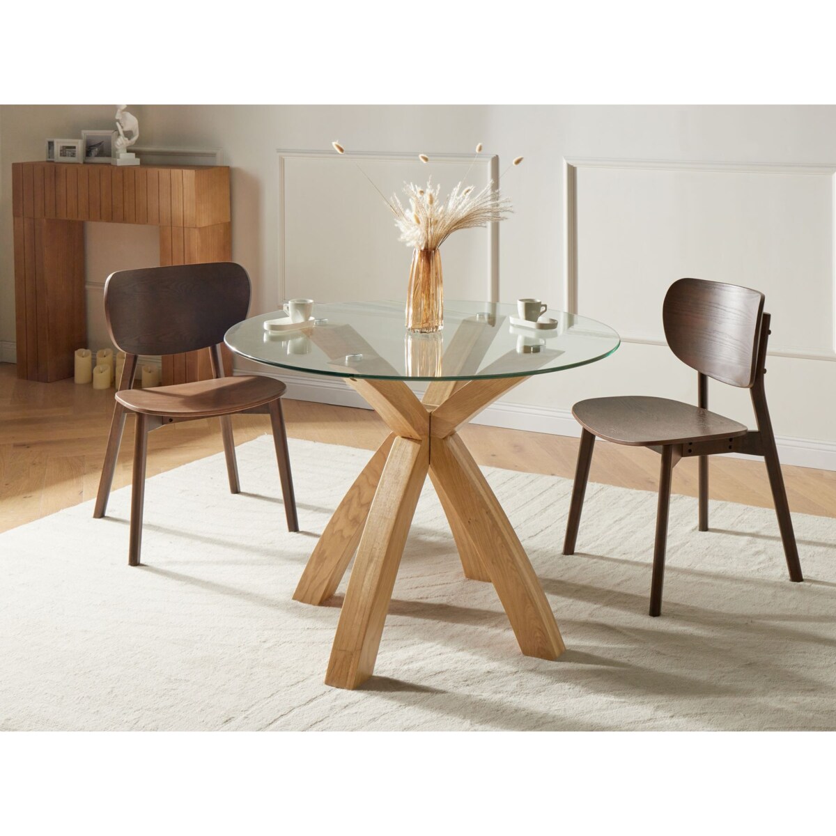 Stół do jadalni YAPP Jasnobrązowy 100 cm Szkło hartowane