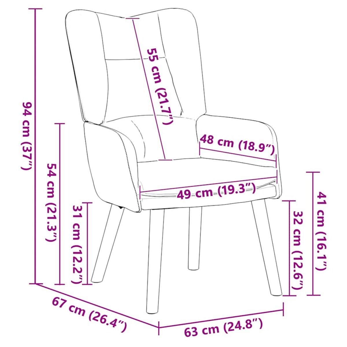 vidaXL Fotel relaksacyjny Kremowy 63 x 67 x 94 cm Aksamit