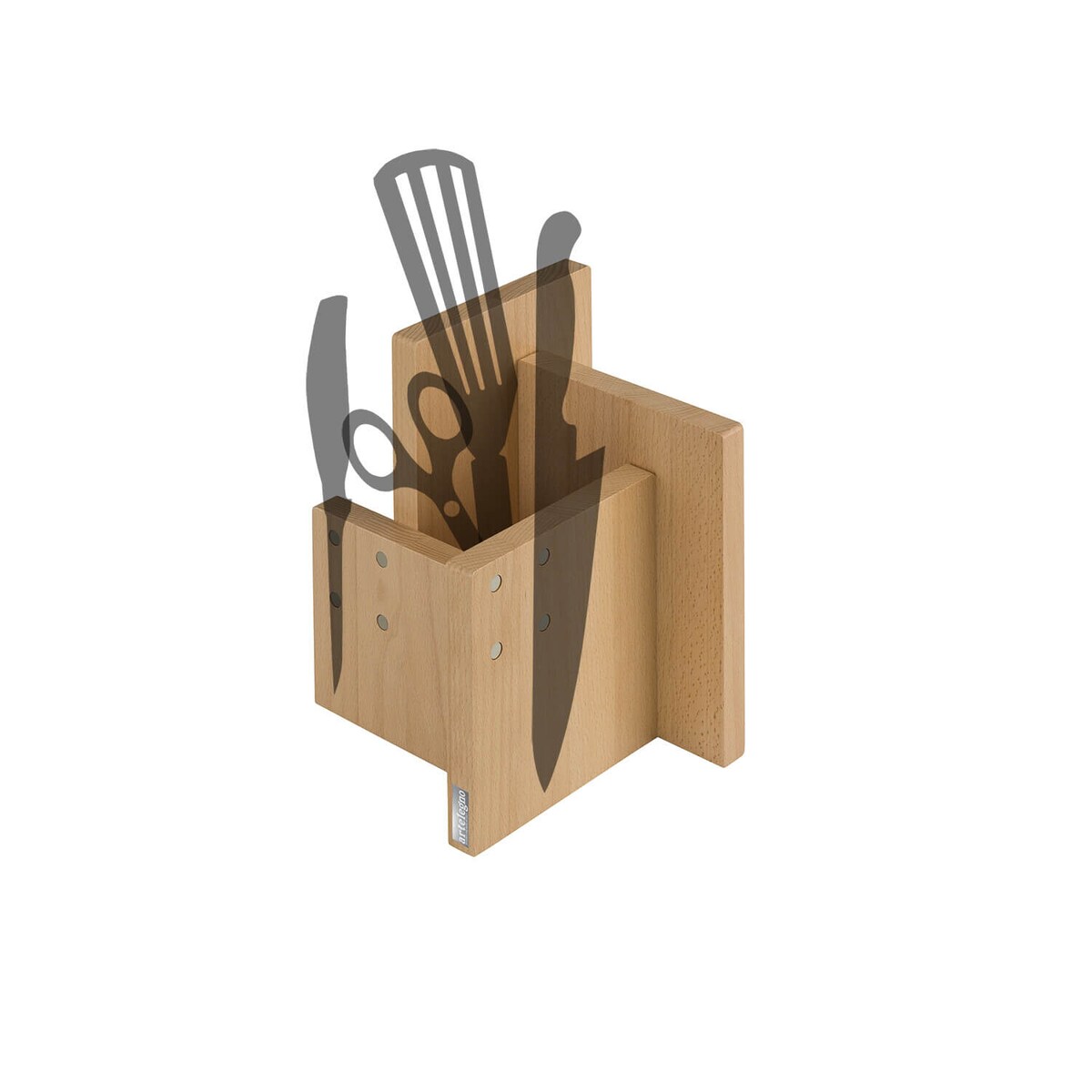 Magnetyczny blok na noże z drewna bukowego z pojemnikiem Artelegno Kombi
