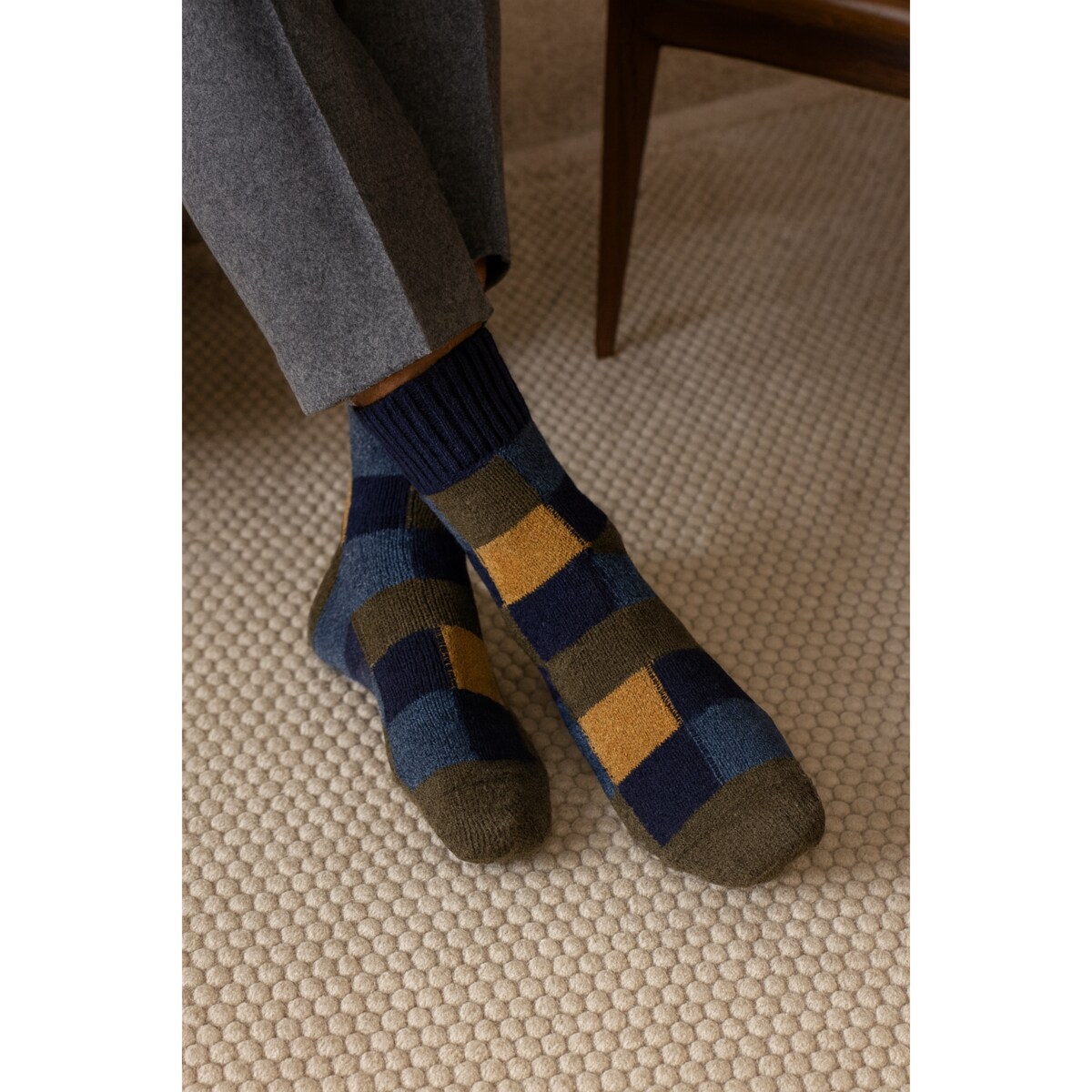 Wełniane skarpety w klasyczną kratę – rozmiar 39–43