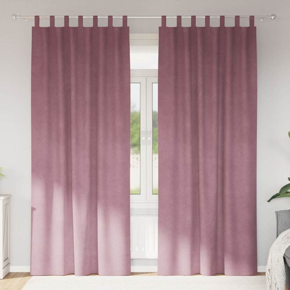 vidaXL Zasłony z zasłonami 2 pcs Ciemny Róż 140 x 260 cm Aksamit