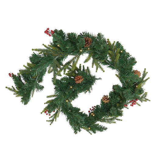 Girlanda świąteczna, choinka z jagodami i szyszkami, 180 cm