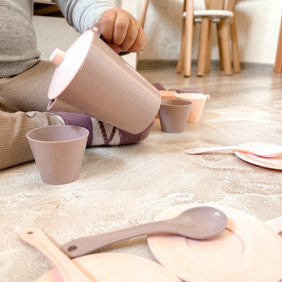 Różana Wata Cukrowa Serwis kawowy 19 el.