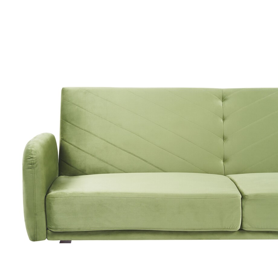 Sofa rozkładana welurowa oliwkowa SENJA