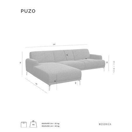 Sofa narożna Puzo Ciemnozielona