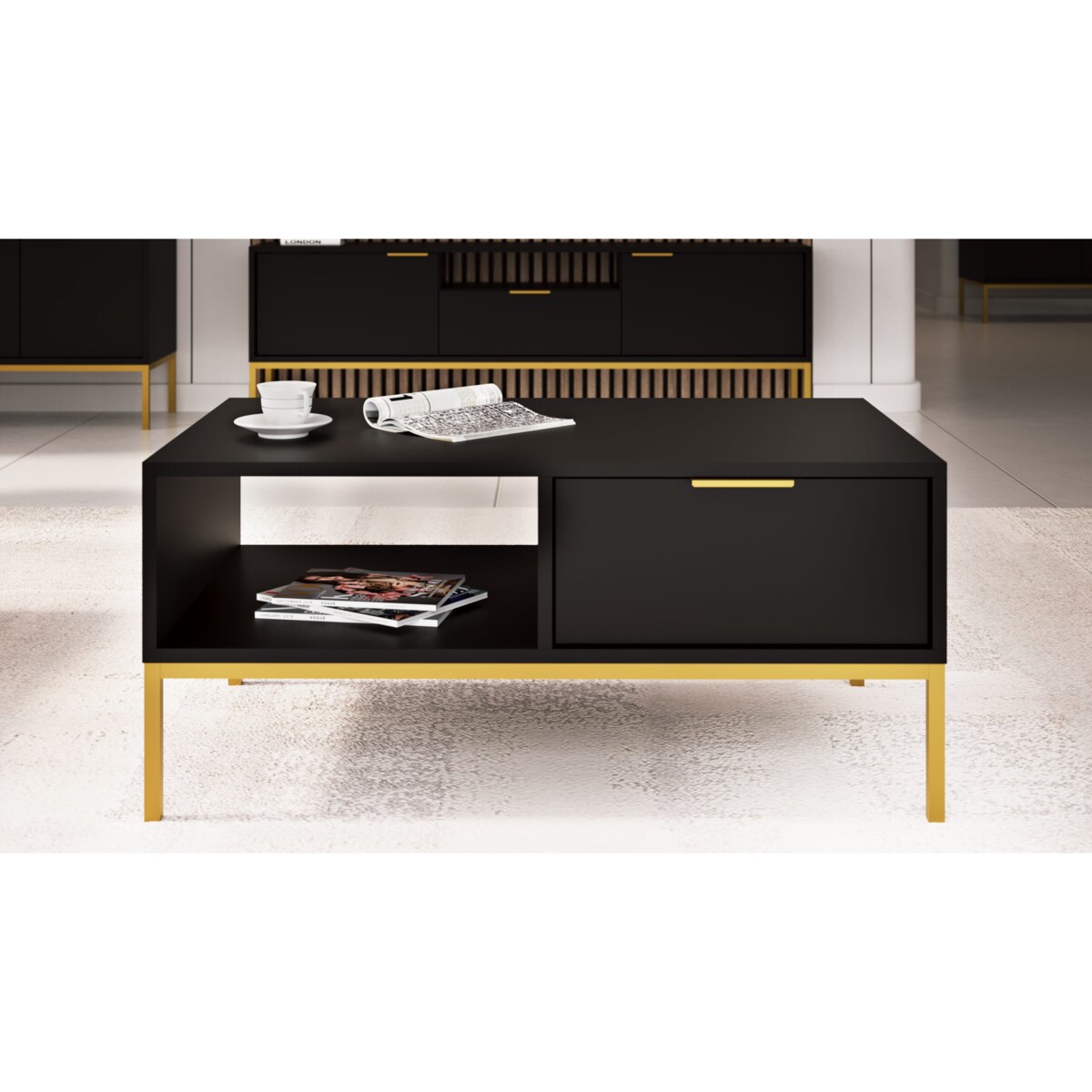 Stolik kawowy Austin 80 czarny & złoty