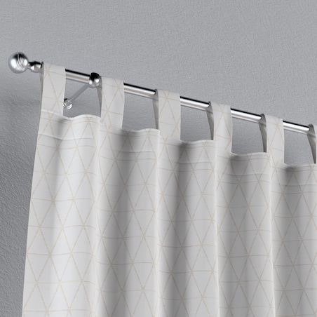 Zasłona na szelkach 1 szt. 130x245 beżowe trójkąty na kremowo-białym tle