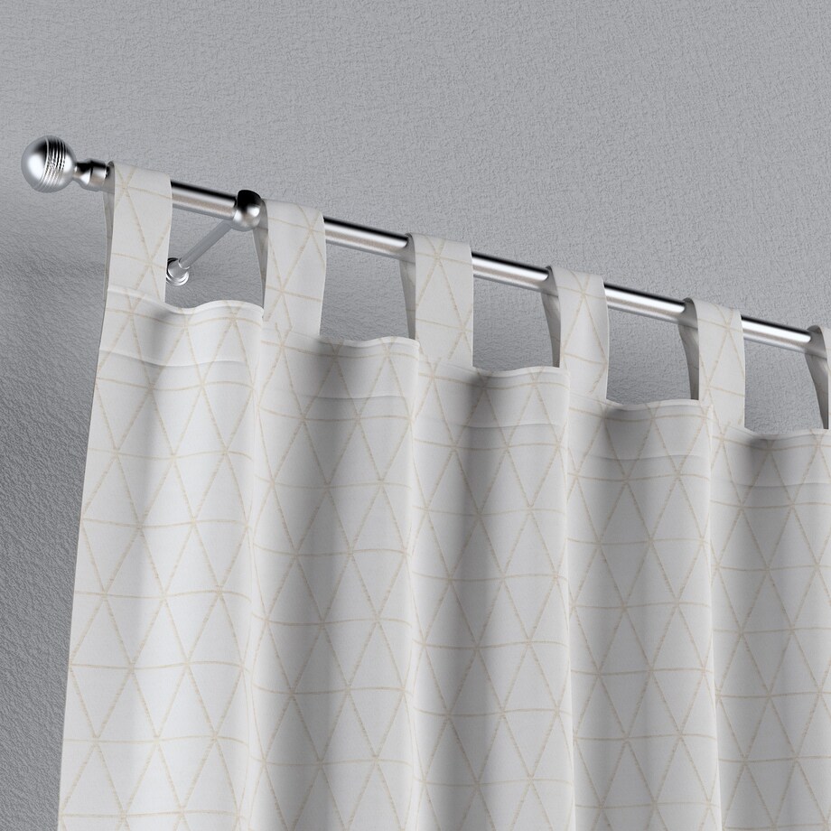 Zasłona na szelkach 1 szt. 130x245 beżowe trójkąty na kremowo-białym tle