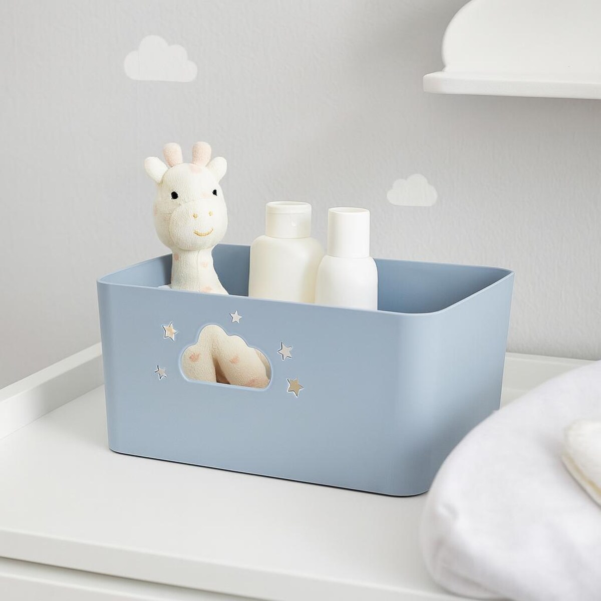 Koszyk do przechowywania NEBULA z uchwytami w kształcie chmurki i gwiazdki, wys. 11 cm