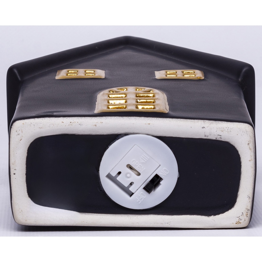 Dolomitowy czarny domek LED 19x12x6,5 cm JOUDA