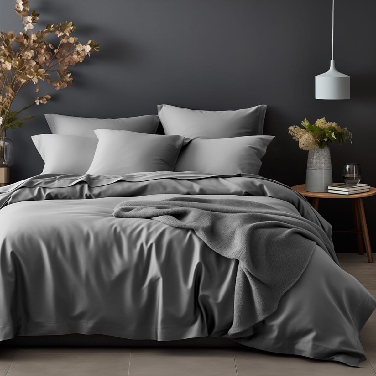 Poszewka satynowa 70x80 kolor Popiel