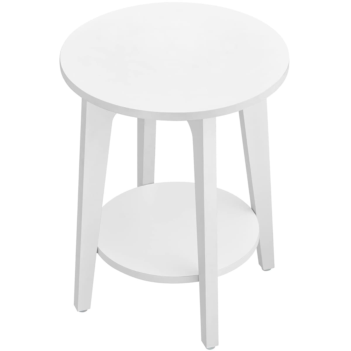 STOLIK KAWOWY BOCZNY OKRĄGŁY Z PÓŁKĄ - BIAŁY