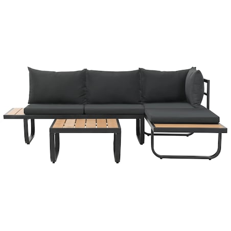 vidaXL Sofa ogrodowa ze stołem i poduszkami, narożna, aluminium, WPC