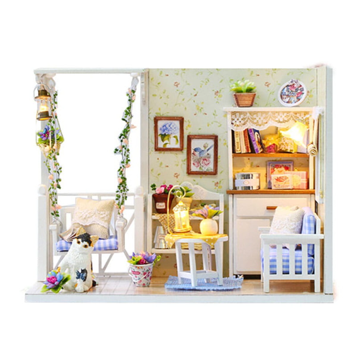 Miniaturowy domek - Fiołkowa weranda