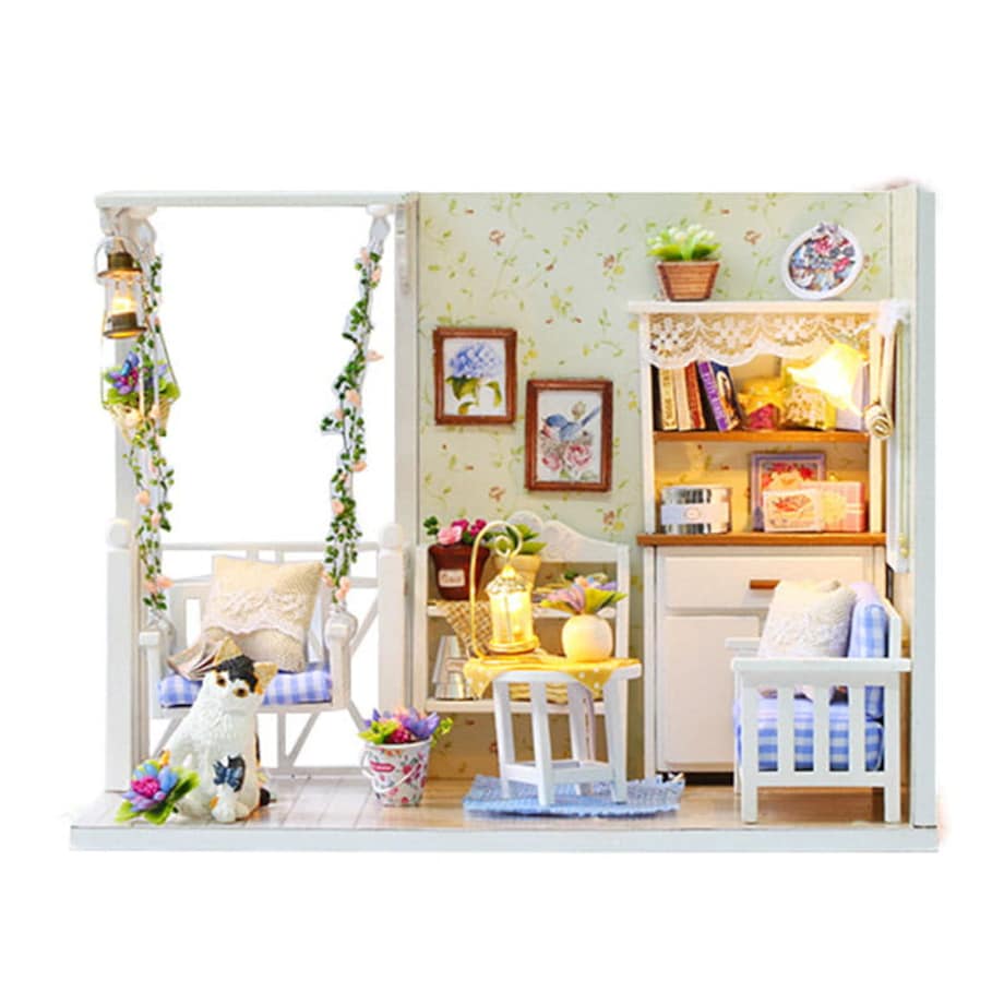 Miniaturowy domek - Fiołkowa weranda