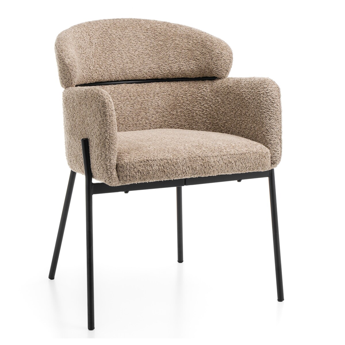 Krzesło tapicerowane boucle do salonu BOLZANO ciemnobeżowe