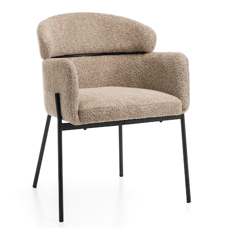 Krzesło tapicerowane boucle do salonu BOLZANO ciemnobeżowe