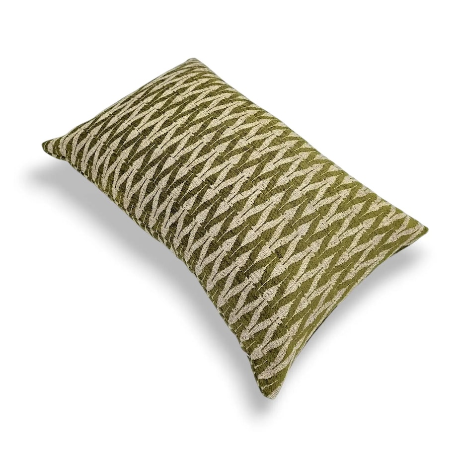 Beżowo‑zielona poduszka dekoracyjna 60x40 Alto – chevron stylizowany