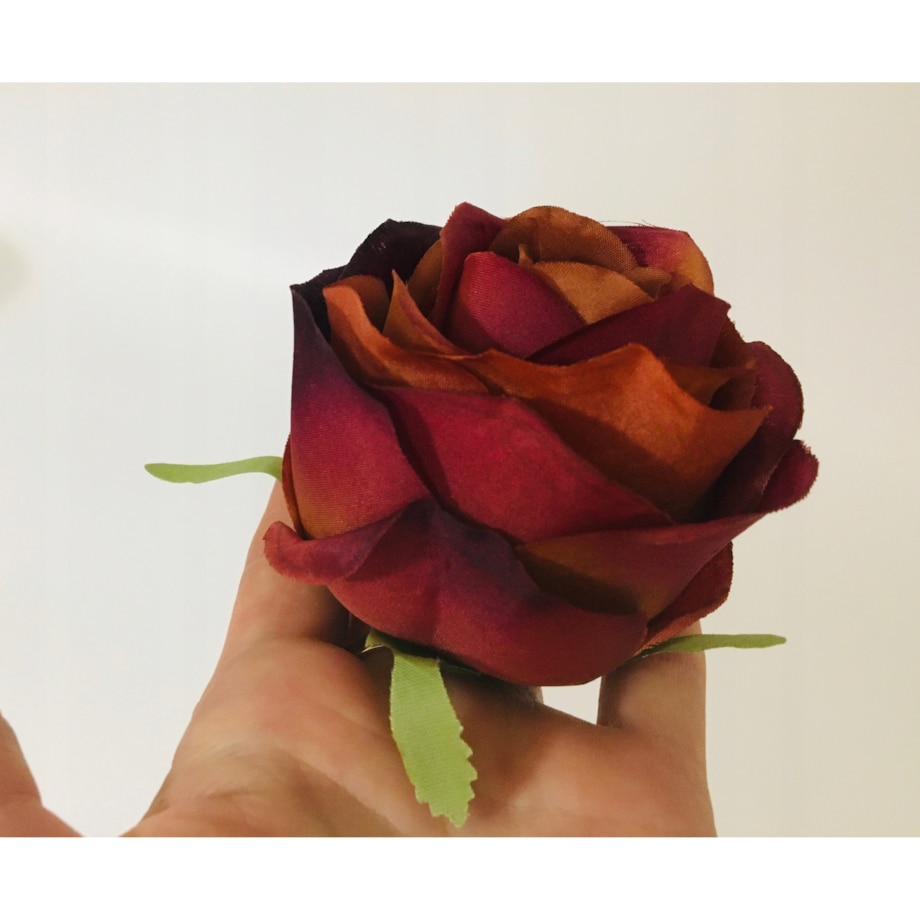 6x Róża sztuczna wyrobowa do wiązanek główka pąk sztuczne kwiaty trzykolor