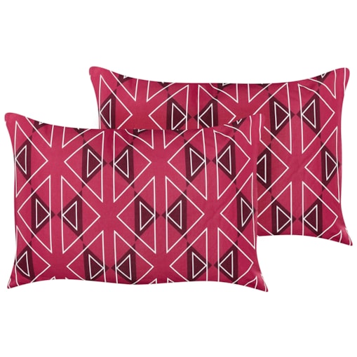 2 poduszki ogrodowe w geometryczny wzór 40 x 60 cm różowe MEZZANO