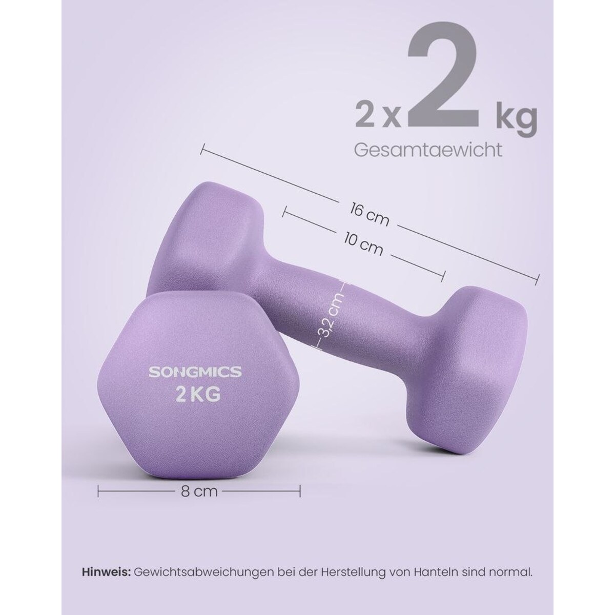 Hantle do ćwiczeń 2 x 2 kg w kolorze königsviolett
