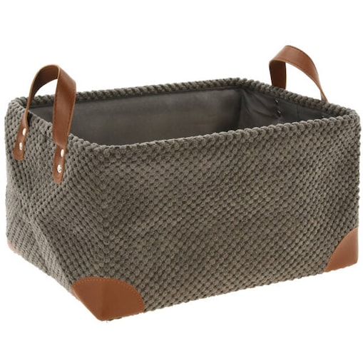 Koszyk do przechowywania, sztruks z uchwytami, 36 x 26 x 19 cm