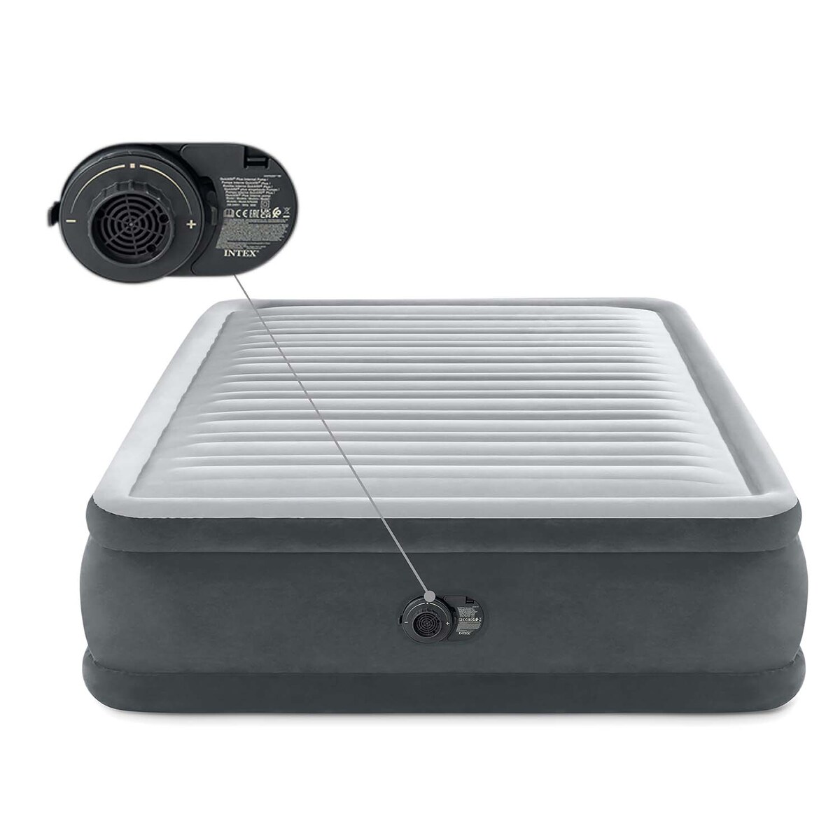 Materac dmuchany dwuosobowy Intex 64414ND welurowy z pompką 230V