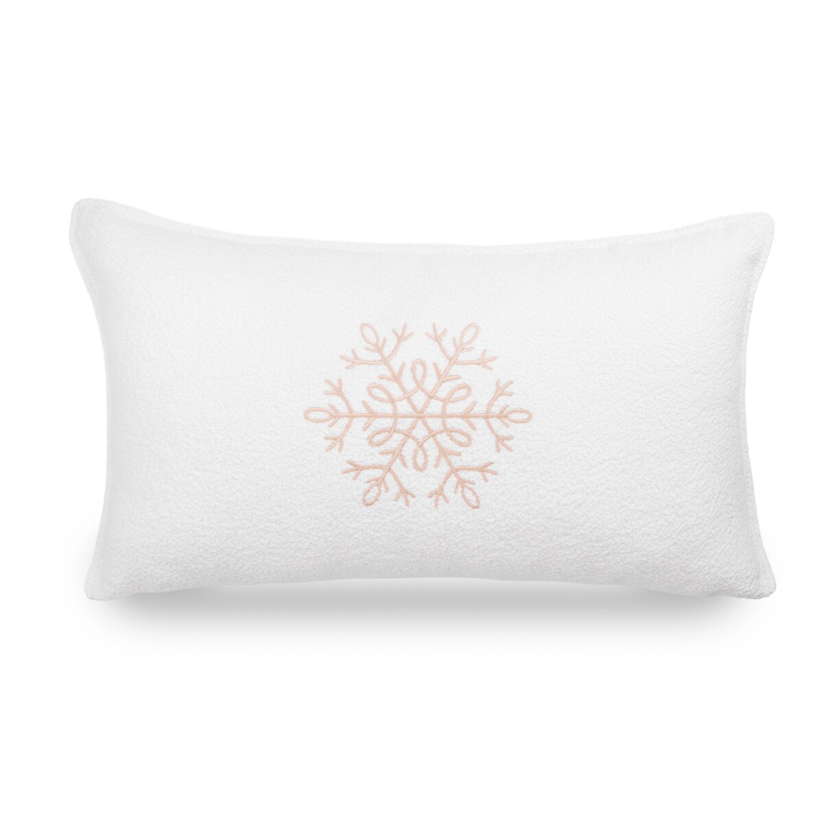 Biała poduszka Bouclé z haftem 50x30 cm