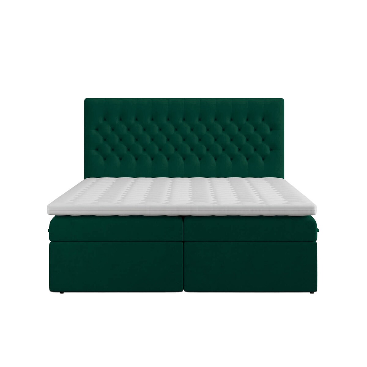 Łóżko kontynentalne ANNETTE 200x200 z pojemnikiem, Butelkowa Zieleń, tkanina Magic Velvet 2225