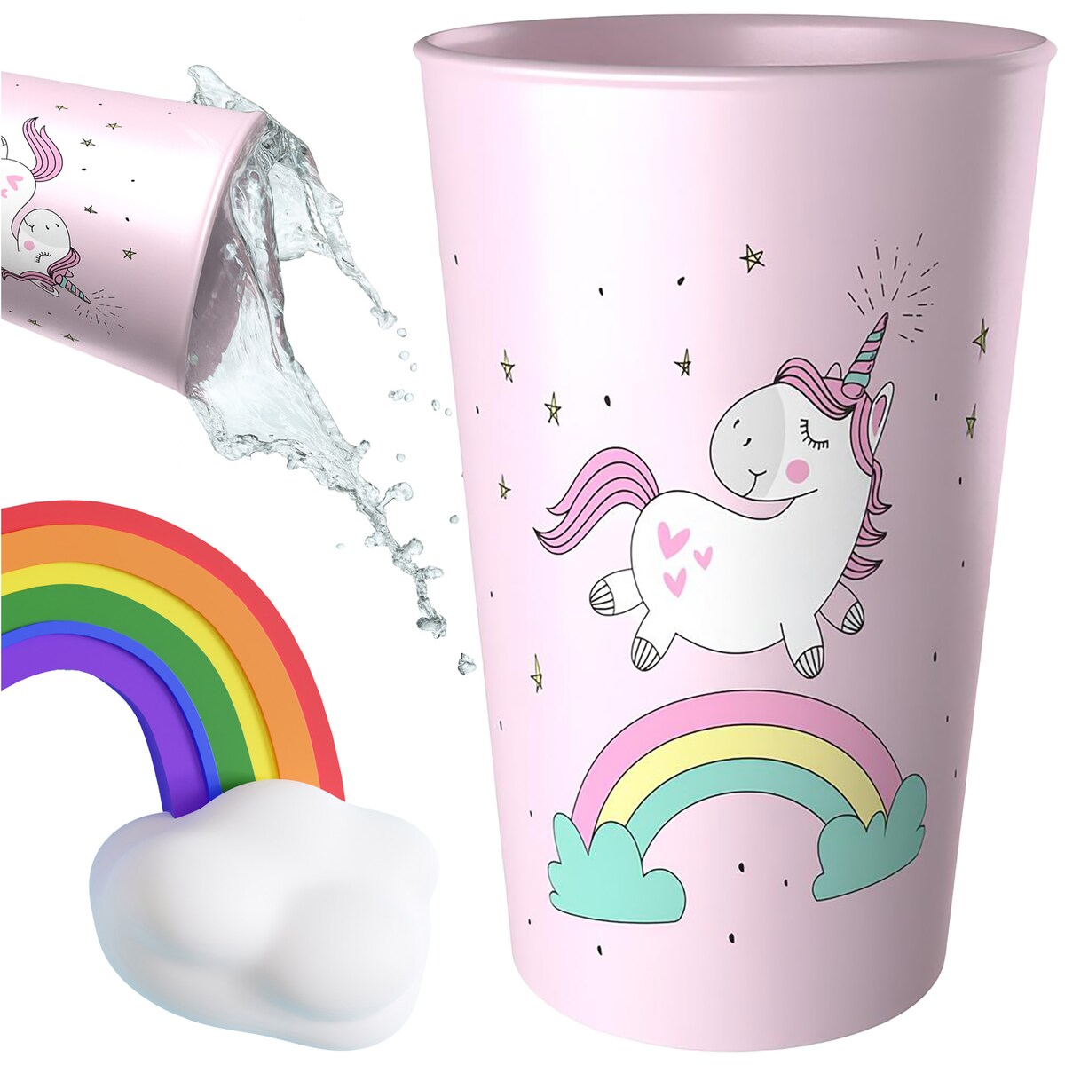 Kubek Dla Dziecka Dziecięcy 250 Ml Plastikowy Jednorożec Różowy
