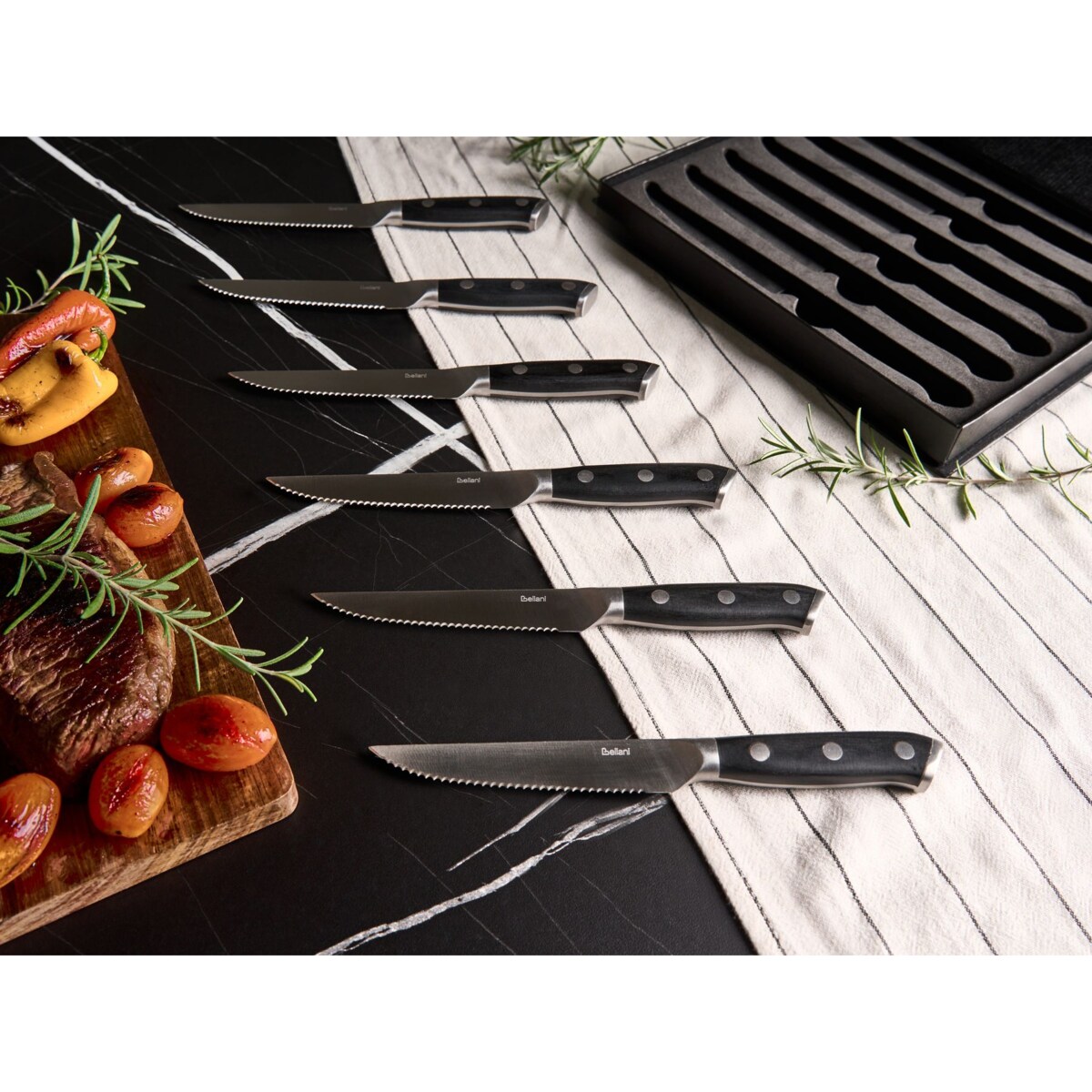 Zestaw 6 noży do steków TOYAMA Czarny