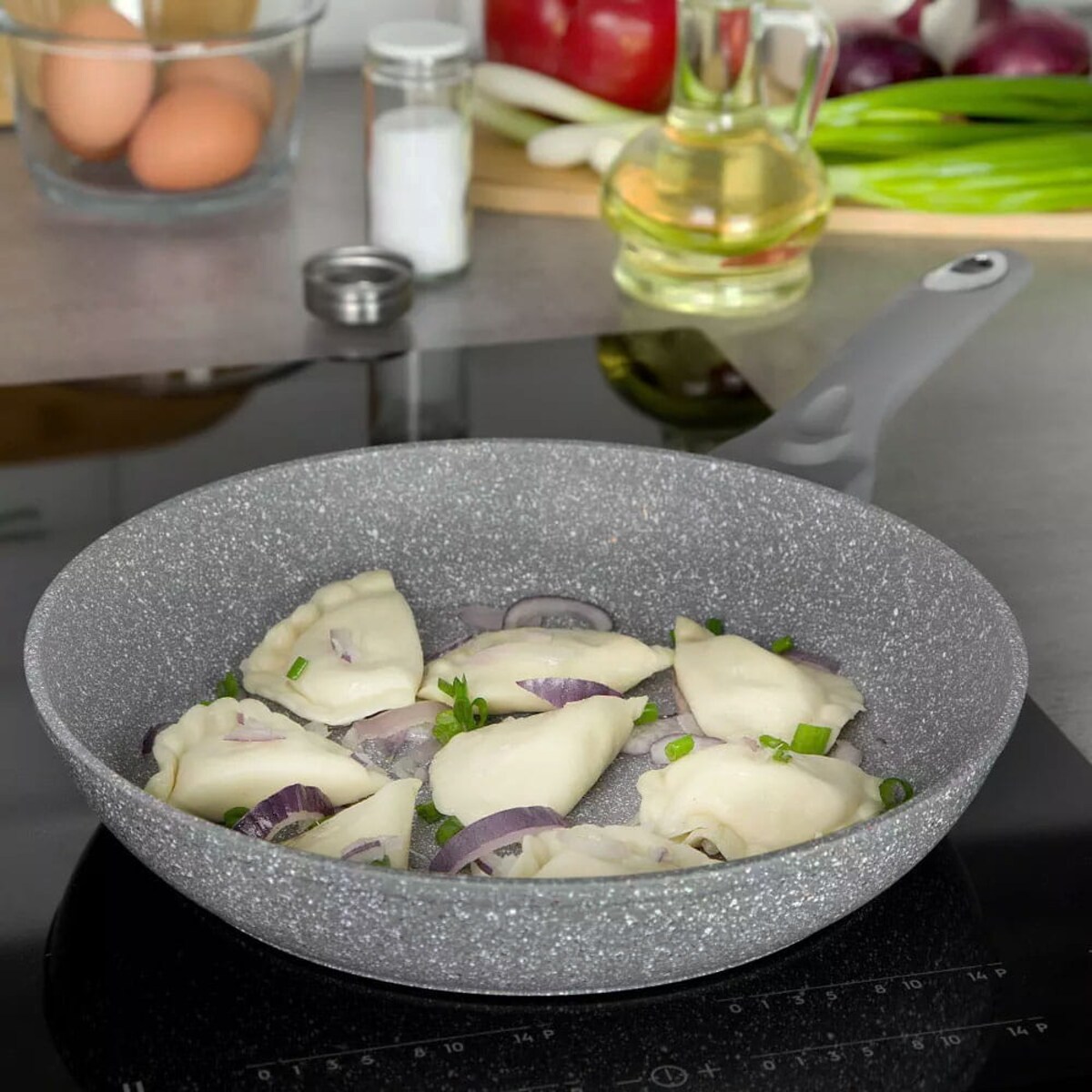 Patelnia granitowa 22cm indukcja gaz KLAUSBERG Marmo Grey