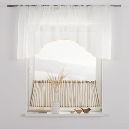 Zazdrostka prosta na metry 390x0 beżowo-białe pasy (1,5cm)