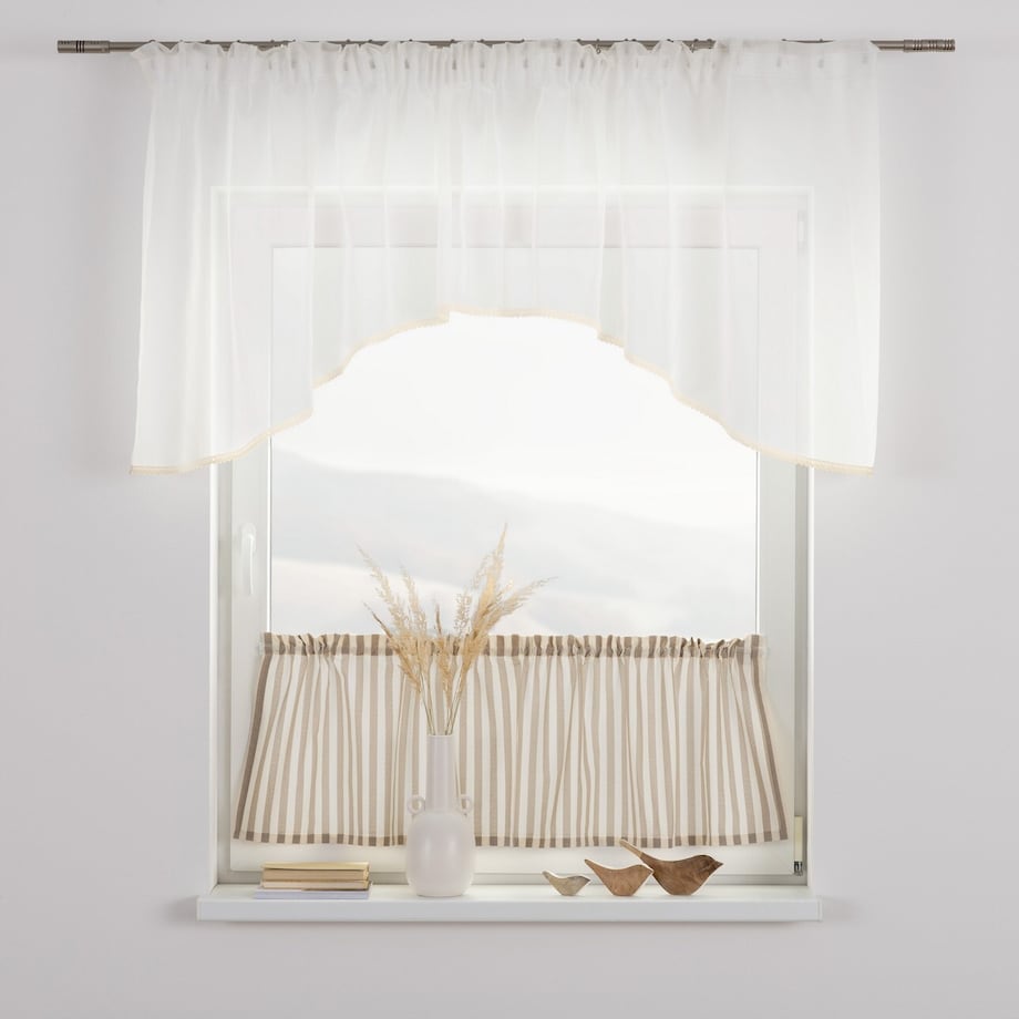 Zazdrostka prosta na metry 390x0 beżowo-białe pasy (1,5cm)