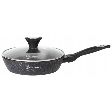 Patelnia Do Smażenia Granitowa 18 Cm Z Pokrywką Nieprzywierająca Na Indukcję Gaz