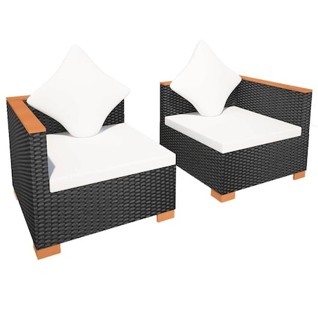 vidaXL Sofa ogrodowa, rattan PE, czarna