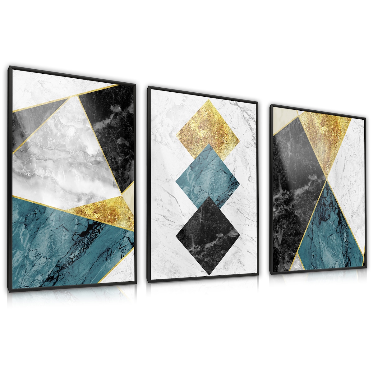 Zestaw 3x Plakat W Ramie Abstrakcyjny MARMUR Wzory Geometryczne 30x40cm