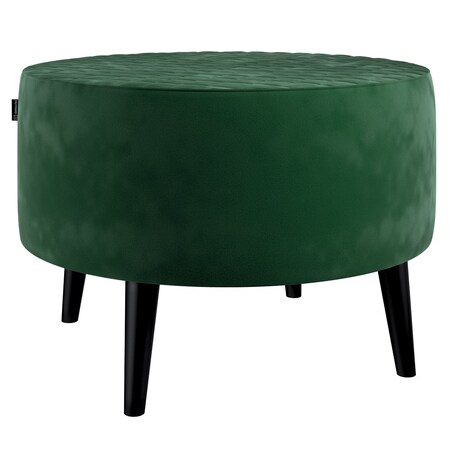 Podnóżek okrągły pikowany, butelkowa zieleń, Ø60 x 40 cm, Velvet