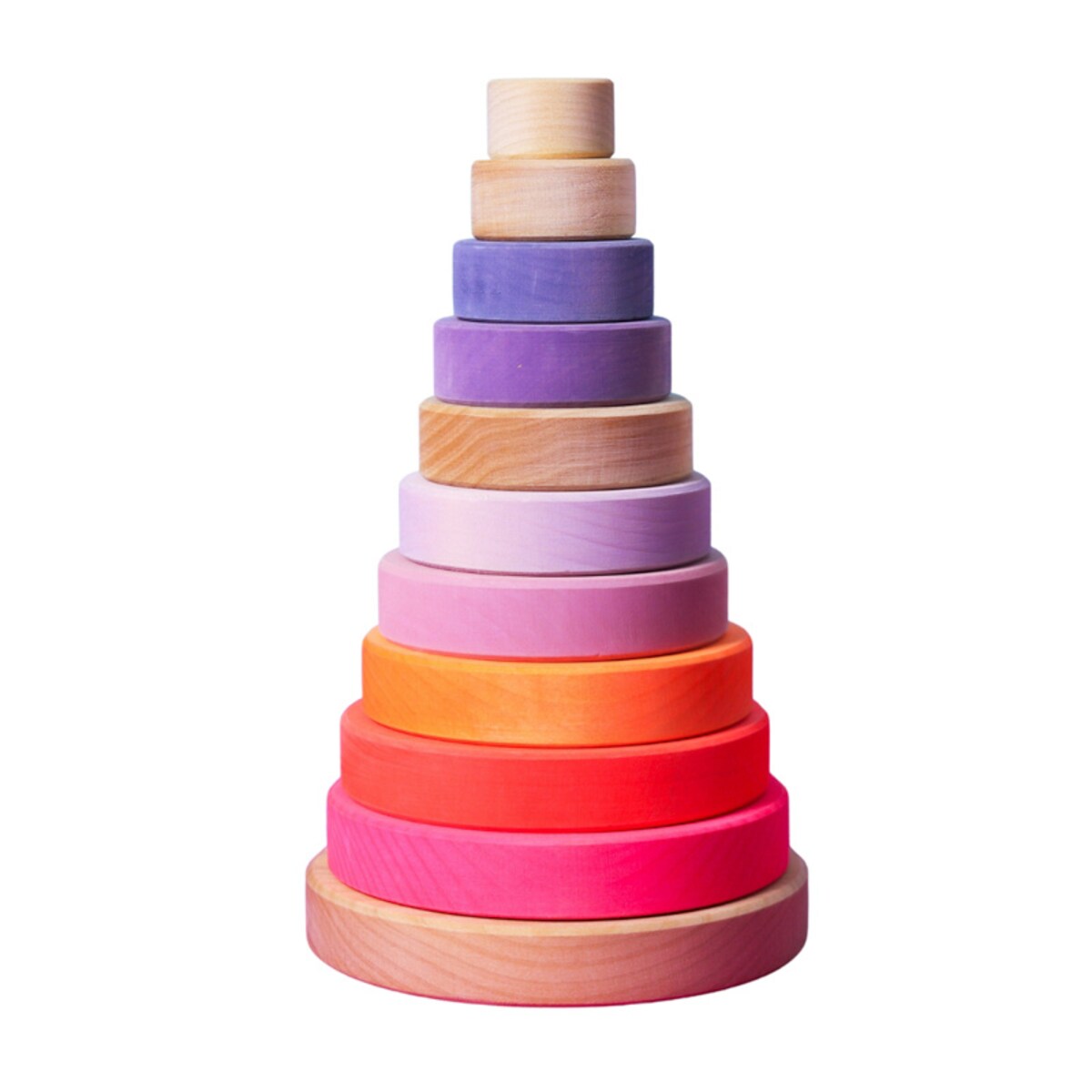 Wieża drewniana dla dzieci 10 krążków – klocki Grimm's Neon Pink 1+