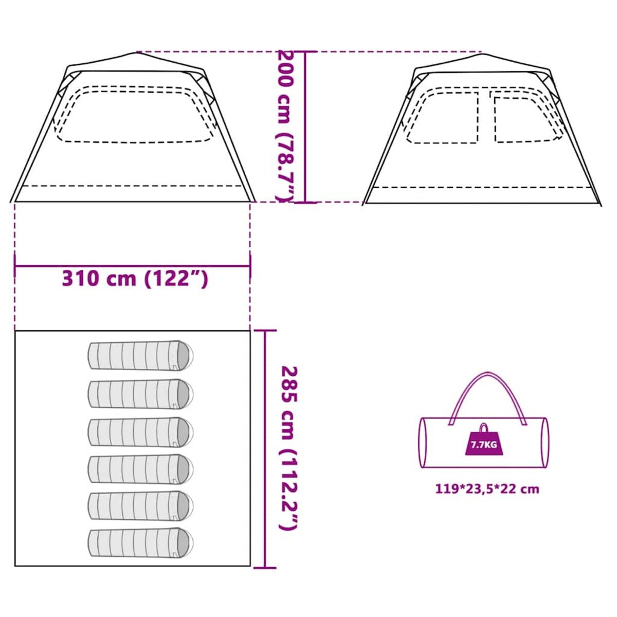 vidaXL Namiot 6-os., szaro-pomarańczowy, szybkie rozkładanie