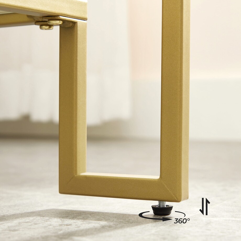 Stolik 55X100X45 Cm Złoty, Przezroczysty