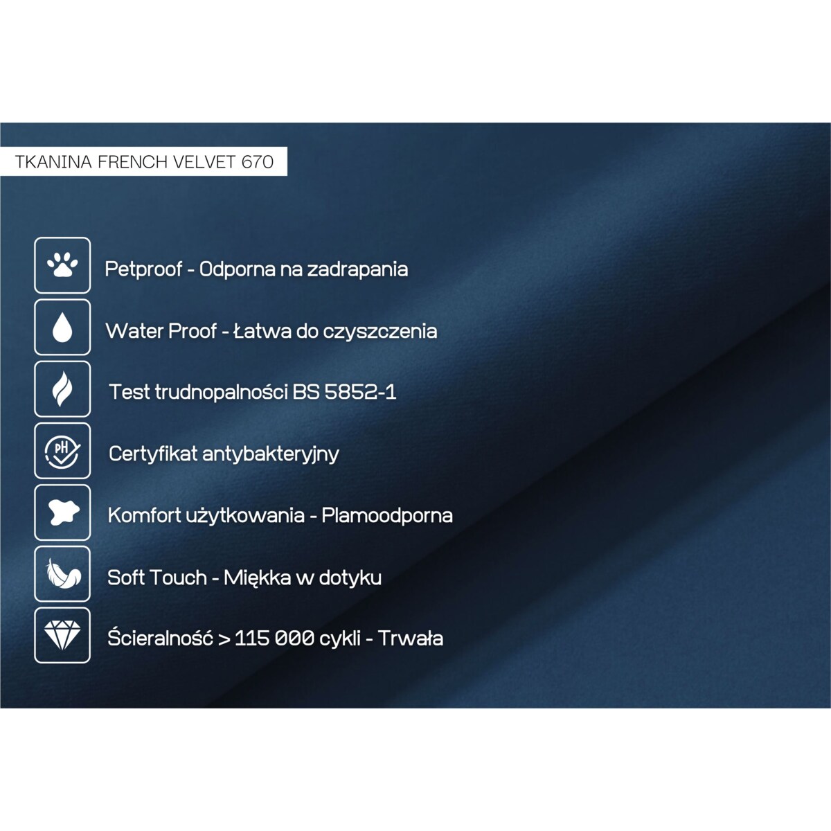 Granatowa Poduszka Dzienna Triangel 140 na zagłówek łóżka