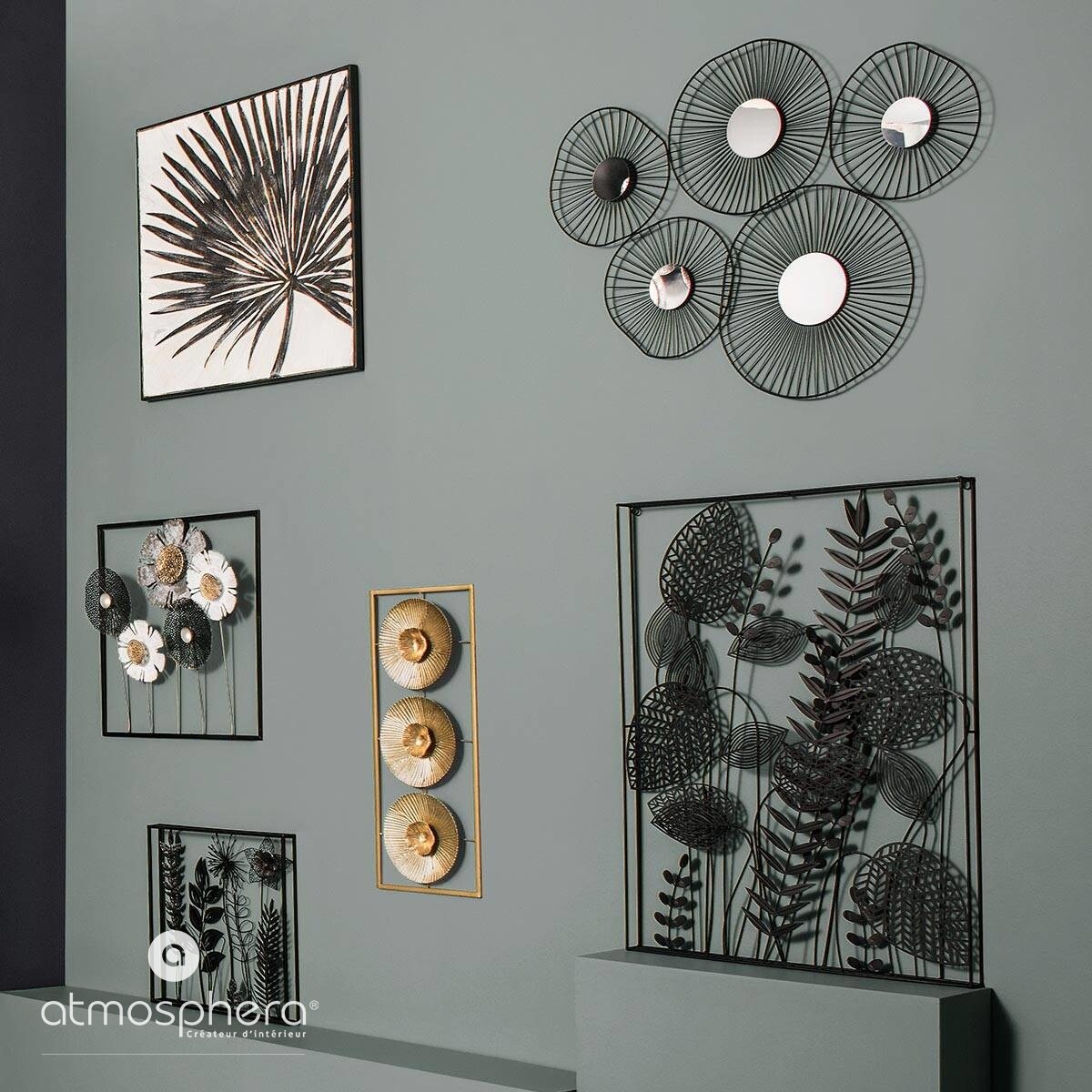 Dekoracja ścienna z motywem parasolek w ramce, 25 x 61 cm