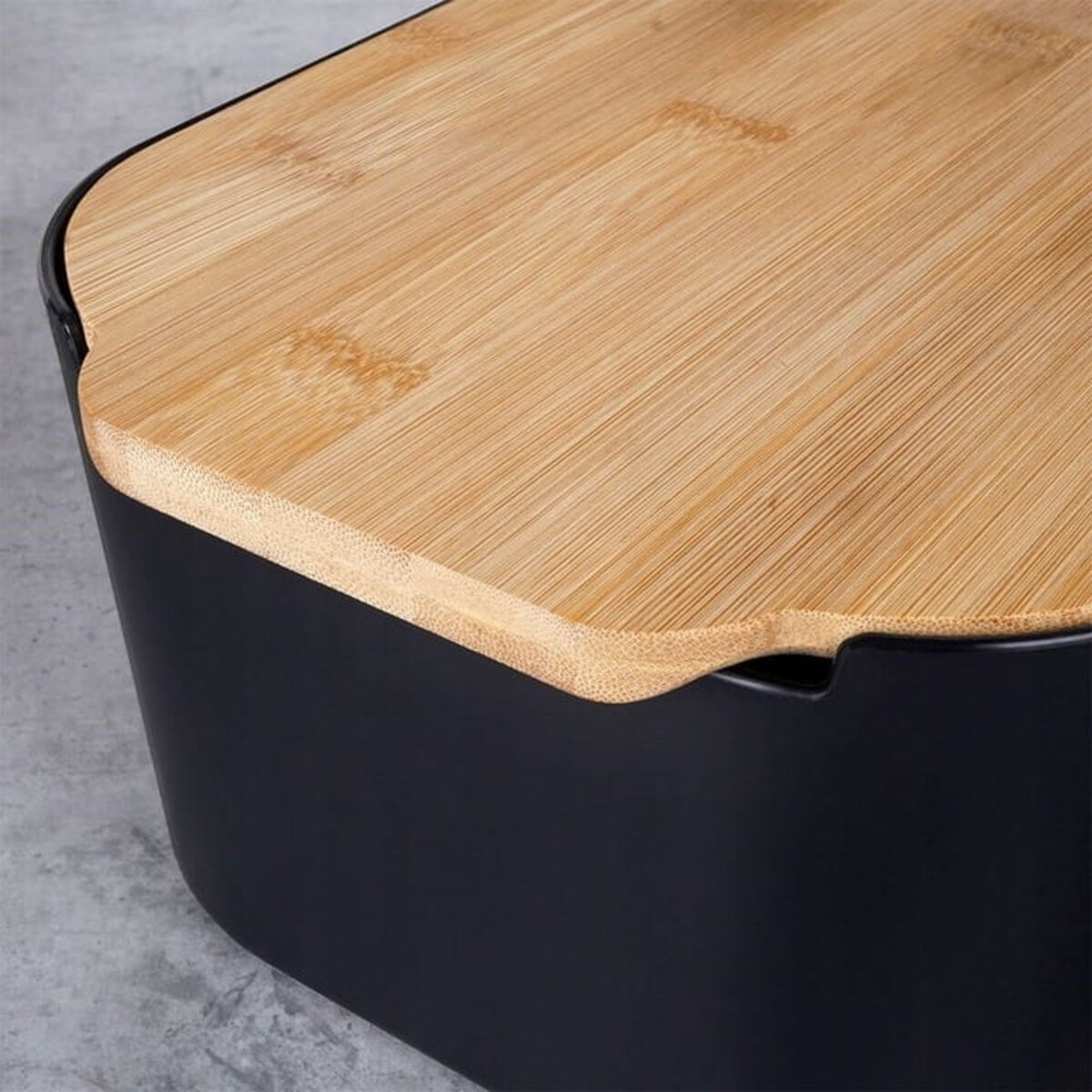 Czarny Chlebak Pojemnik na Pieczywo z Deską Bambusową do Krojenia Duży Box