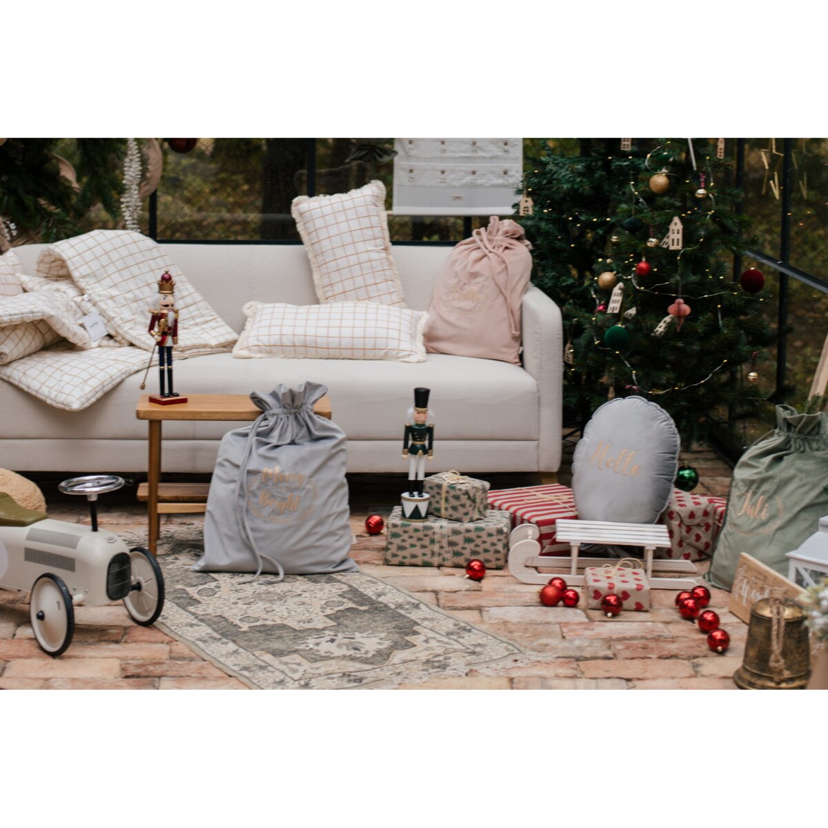 Christmas bag silver grey - WŁASNY TEKST