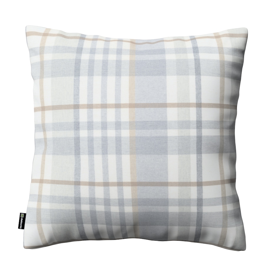 Poszewka Kinga na poduszkę 50x50 kratka beżowo-szary melanż