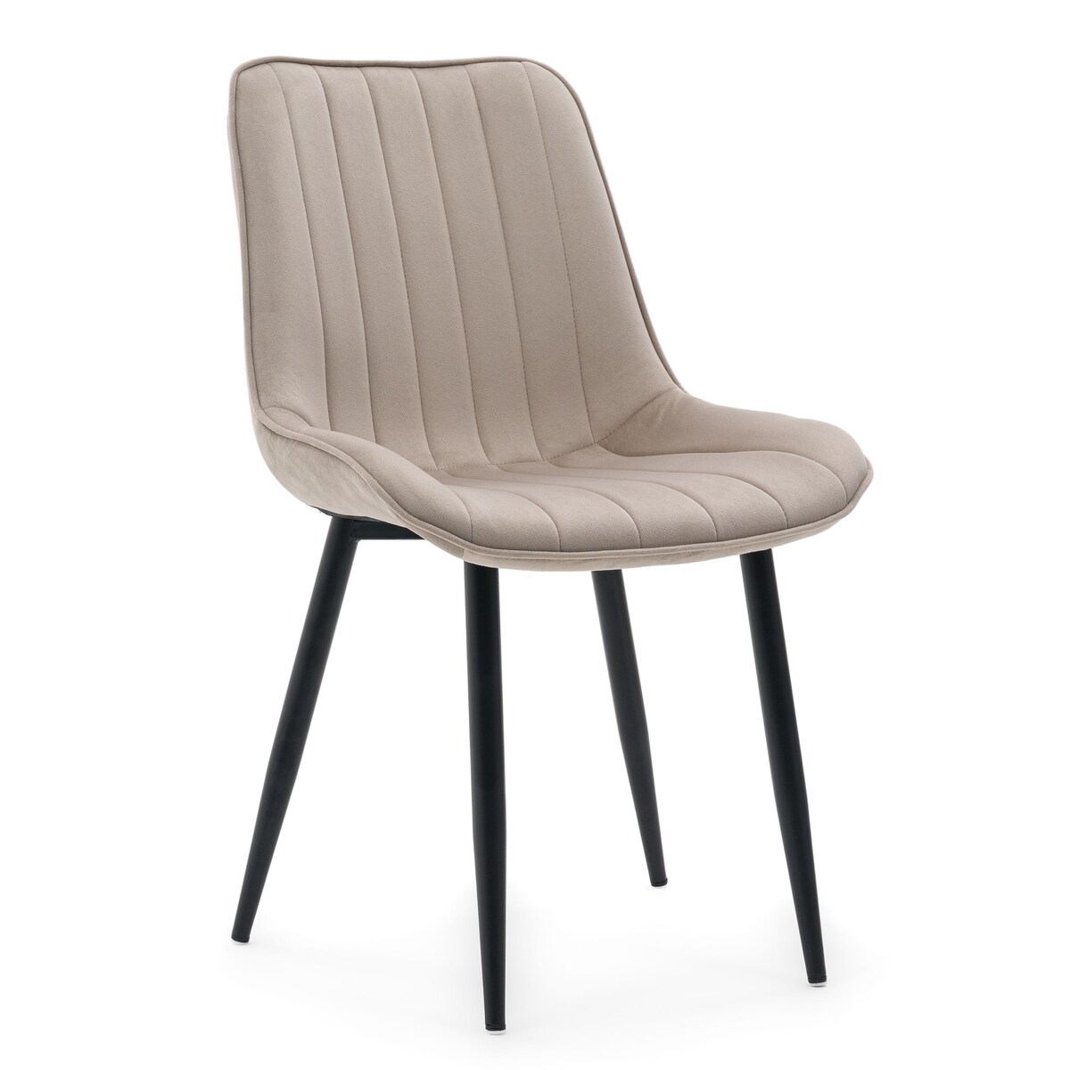 Krzesło beżowe welurowe ELVA na czarnych nogach do salonu jadalni