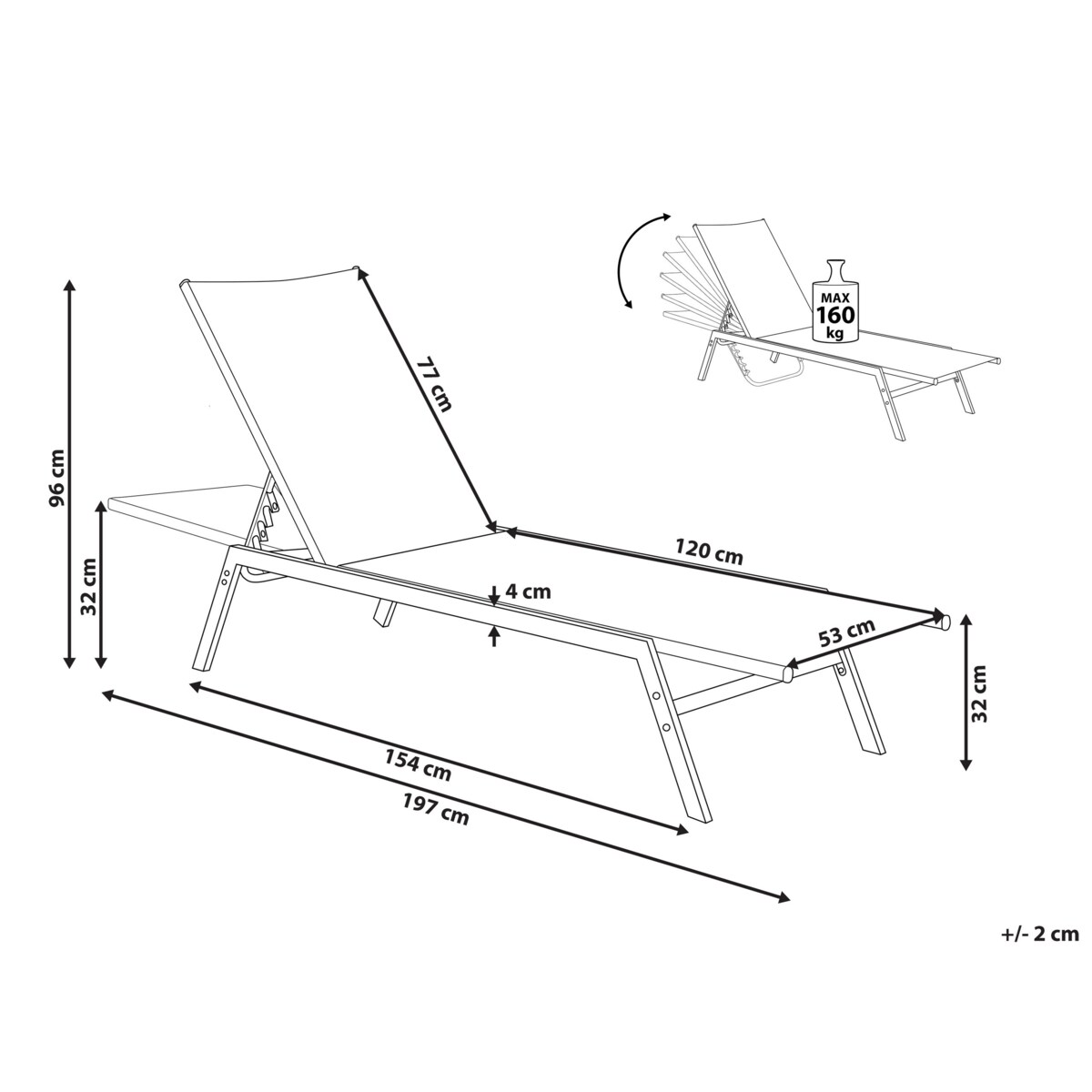 Leżak ogrodowy biały NOLI
