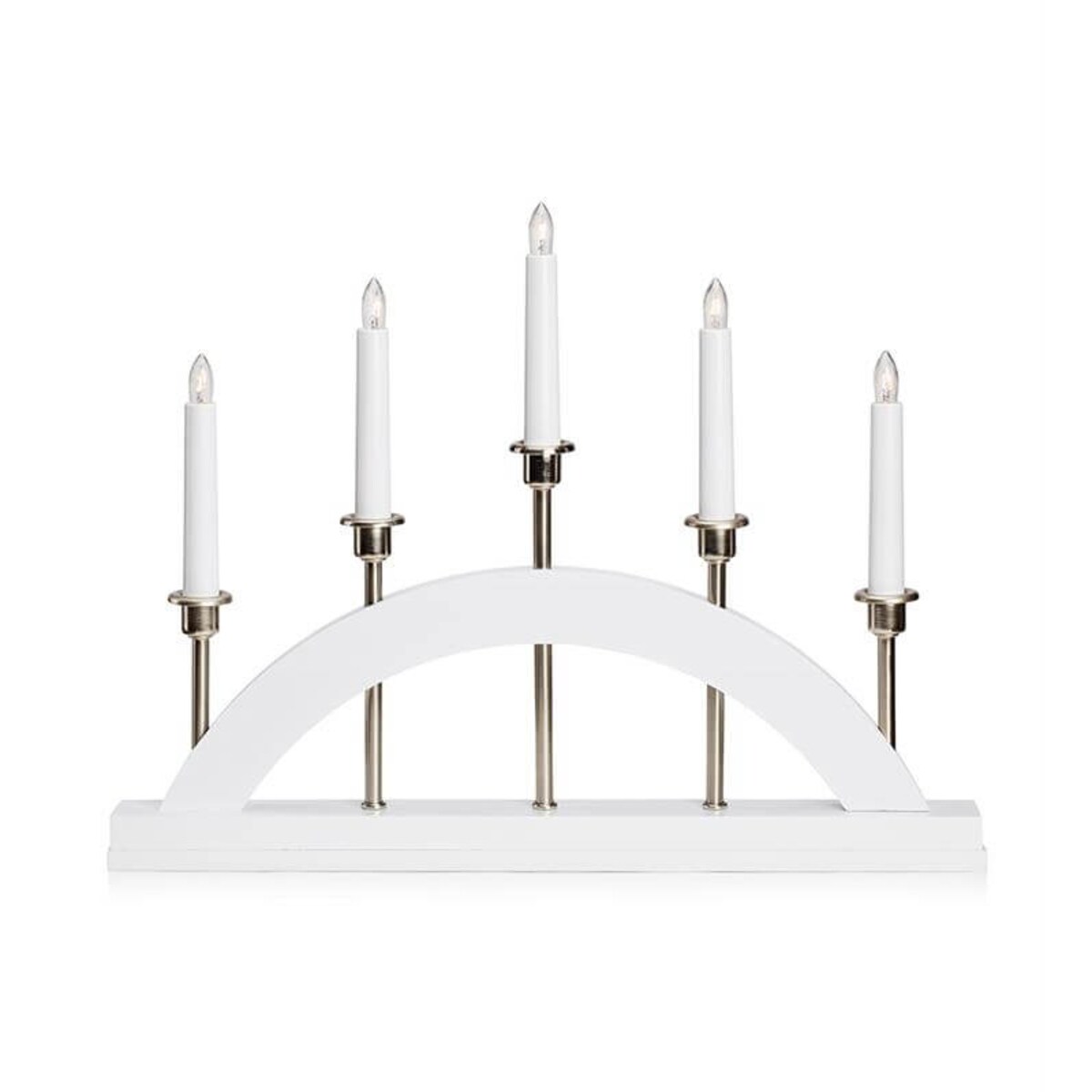 Świecznik stołowy biały stalowy Bridge candlestick biały