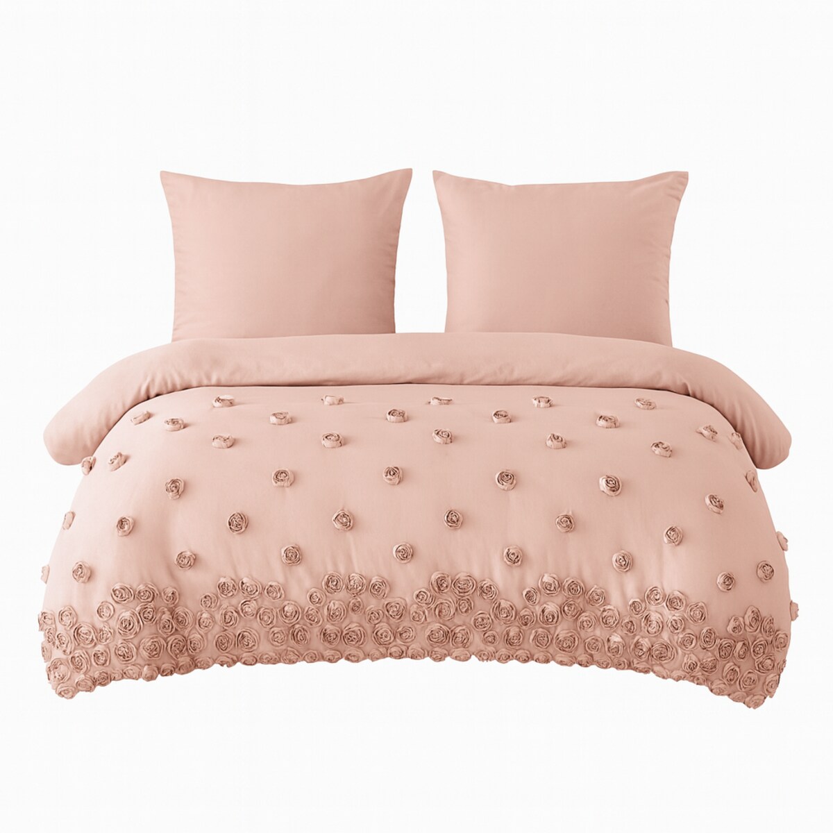 pościel "french roses" z aplikacją 3d róże wyszywane 200x220 | beżowy